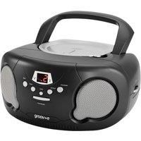 GROOVE BOOMBOX PORTABLE CD PLAYER W/ RADIO/AUX IN/HEADPHONE JACK - BLACK GVPS733