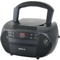 Groov-e Traditional Boombox Speaker, Portable CD & Cassette Player with FM Radio