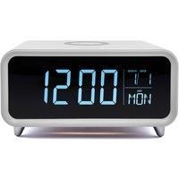 NEW Groov-e Athena Alarm Clock & Built-in Wireless Charger & Night Light - White