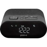 Groov-e Roma Portable DAB/FM Digital Radio Alarm Clocks Bedside Mains Powered with USB Charging Port | LED Display with 5 Dimmer Levels - Black