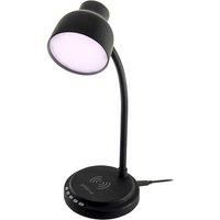 Groov-e Astra Touch Control LED Desk Lamp with Built-in Wireless Charger & Bluetooth Speaker | 3W Speaker | 9 LED Light Modes | Portable USB Powered Lamp - Black