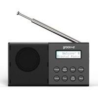 Groov-e Geneva Rechargeable DAB & FM Digital Radio - Built-In Alarm Clock & Bluetooth Connectivity - LCD Display - USB or Battery Operated - Portable Radio - 80 Preset Stations - Black