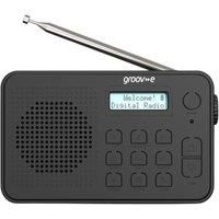 Groov-e Madrid Rechargeable DAB & FM Digital Radio - Built-In Alarm Clock & Bluetooth Connectivity - LCD Display - USB or Battery Operated - Portable Radio - 80 Preset Stations - Black