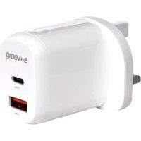 Groov-e GVMA105WE Dual USB-C & USB-A Mains Charger Power Delivery£20W£White£InUK
