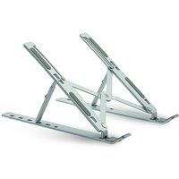 groov e Portable Laptop & Tablet Stand - Foldable Computer Stand for Desks with Height and Angle Adjustment - Non-Slip Pads, Ergonomic Design - For Laptops, Tablets and Devices Up To 15.6" - Silver