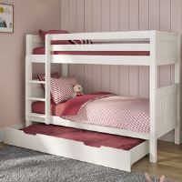 Stompa Classic Originals Bunk Bed with a Trundle Bed and Trundle Mattress White