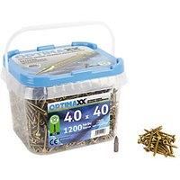 4.0 Optimaxx Extreme Performance Wood Screws 1200PC Maxxtub (4.0x40mm, Zinc Plate & Yellow Passivated, Pozi Wood Screws)