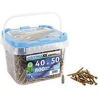 4.0 Optimaxx Extreme Performance Wood Screws 800PC Maxxtub (4.0x50mm, Zinc Plate & Yellow Passivated, Pozi Wood Screws)