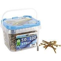 5.0 Optimaxx Extreme Performance Wood Screws 275PC Maxxtub (5.0x100mm, Zinc Plate & Yellow Passivated, Pozi Wood Screws)