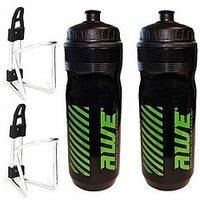 Awe 750Ml Bottle Black And Green With 5Mm Alloy Cage Twin Set