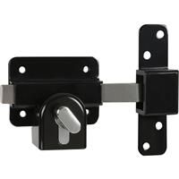 GateMate Keyed Alike Euro Long Throw Lock Single Locking 50mm in Black Stainless Steel