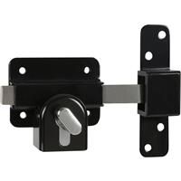 GateMate Keyed Alike Euro Long Throw Lock Single Locking 70mm in Black Stainless Steel