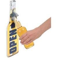 Wall Mounted Stainless Steel & Wood Bottle Opener - Fun Beer Bottle Design, Easy Installation, 39.5cm