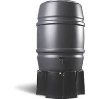 Straight Harcostar 168L Water Butt Barrel With Stand and Diverter GREY