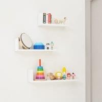 Tutti Bambini Rio Set of 3 L-Shaped Wall Shelves | Fits Rio Furniture Range, Different-Size Floating Shelves with Wall Fixtures, Made from Engineered Wood | 3kg Capacity for Each Shelf | White