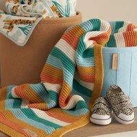 Tutti Bambini Chunky Striped Knitted Baby Blanket - Run Wild - Multi