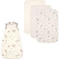 Tutti Bambini Bedside Crib Bundle | 2-Pack Sheets, 0-6 Sleeping Bag, Crib Waterproof Mattress Protector | Cocoon