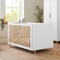 Tutti Bambini Fika Baby Cot Bed - 3-in-1 Baby Crib, Toddler Bed & Day Bed, Convertible Baby Bed, Adjustable Mattress Height, From Birth to 6+ Years, Light Oak & White (140 cm x 70 cm)