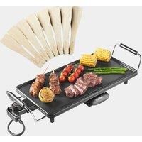 VonShef Large Teppanyaki Grill - Electric BBQ Table Top Grill with Adjustable Temperature Control and 8 Spatulas - 2000W
