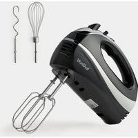 VonShef Hand Food Mixer with Electric Whisk Beaters Dough Hooks 5 Speed Black