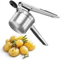VonShef Potato Ricer Masher, Food Grade Stainless Steel Potato Ricer Press with Silicone Handle, Dishwasher Safe Fruit & Veg Press, Heavy Duty Food Press for Mashed Potatoes