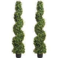 Artificial Spiral Boxwood Topiary Trees 4ft/120cm - BEST Quality (Set of 2), ASBT-0561-04