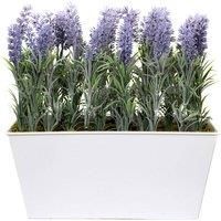GreenBrokers Artificial Lavender White Tin Window Box Planter Ideal for Home, Office Outdoor Living 30cm/12in