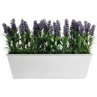 Artificial Lavender in White Tin Planter (Window Box) 45cm