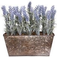 GreenBrokers Artificial Lavender Rustic Tin Window Box Planter Ideal for Home, Office Outdoor Living 30cm/12in