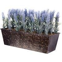 Artificial Lavender in Rustic Tin Planter (Window Box) 45cm