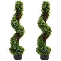 2 x Artificial Topiary Boxwood Spiral Trees (3ft/90cm)
