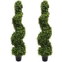 Artificial Spiral Boxwood Topiary Trees 3ft/96cm - Best Quality (Set of 2)