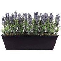 GreenBrokers Artificial Lavender Window Box Tin Trough Container Planter, 45cm Black