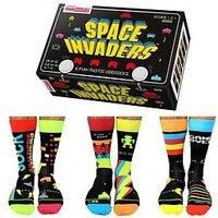 United Oddsocks - Novelty Space Invaders - Box of 6 Oddsocks UK 6-11 | EUR 39-46 | US 7-12