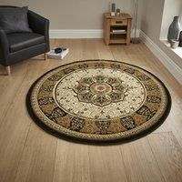 Think Rugs, Heritage 4400 Black/Cream Circle - 150 x 150