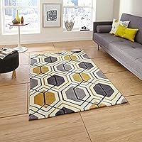 Think Rugs, Hong Kong 7526 Grey/Yellow - 150 x 230