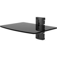 Tempered Black Glass Floating Shelf Wall Mount 1 Tier for DVD Players, Sky/Virgin Box, Games Consoles, TV Accessories and Speakers