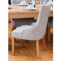 Baumhaus Oak Accent Narrow Back Upholstered Dining Chair Grey (Pack Of Two)