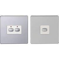 Energenie MIHO092 MiHome 2-Gang Light Switch Chrome (Master/Slave) - Pack of 2 - (> Accessories)