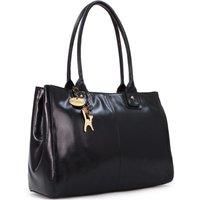 Catwalk Collection Handbags - Women's Large Vintage Leather Tote / Shoulder Bag - KENSINGTON - Black