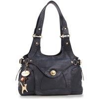 Catwalk Collection Handbags - Women's Leather Top Handle/Shoulder Bag - ROXANNA - Black