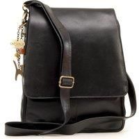 Catwalk Collection Handbags - Women/'s Leather Cross Body Bag - Large Messenger Bag - A4 Size Office Work Bag - CITY - Black