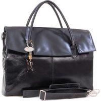 Catwalk Collection Handbags - Ladies Extra Large Leather Briefcase/Shoulder/Cross Body Bag - Women's Organiser Work Bag - Laptop Bag With Padded Compartment - HELENA - Black