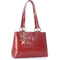 Catwalk Collection Handbags - Women's Large Vintage Leather Tote/Shoulder Bag - BELLSTONE - Red