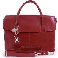 Catwalk Collection Handbags - Ladies Extra Large Leather Laptop Messenger Bag With Padded Compartment - Briefcase Shoulder Bag with Crossbody Strap - HELENA - Red