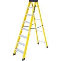 TB Davies 1235-008 Trade Electrician Swingback Step Ladders, 8 Tread, GRP Fibreglass, Built-in Tool Tray, 150kg Work Load, EN131