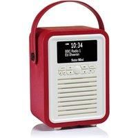 VQ Portable Retro Mini DAB and DAB+ Digital Radio with FM, Bluetooth, Aux, USB, Alarm Clock - Red
