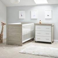 Obaby Nika 2 Piece Room Set - Grey Wash & White - Includes Nika Cot Bed & Changing Unit