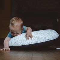 Hippychick Nursing Pillow - Breastfeeding Baby Maternity Pillow Removable-Washable Cotton Cover (Animal Friends Grey)
