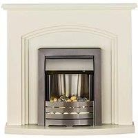 Truro Helios Electric Fire Suite  Cream and Brushed Steel